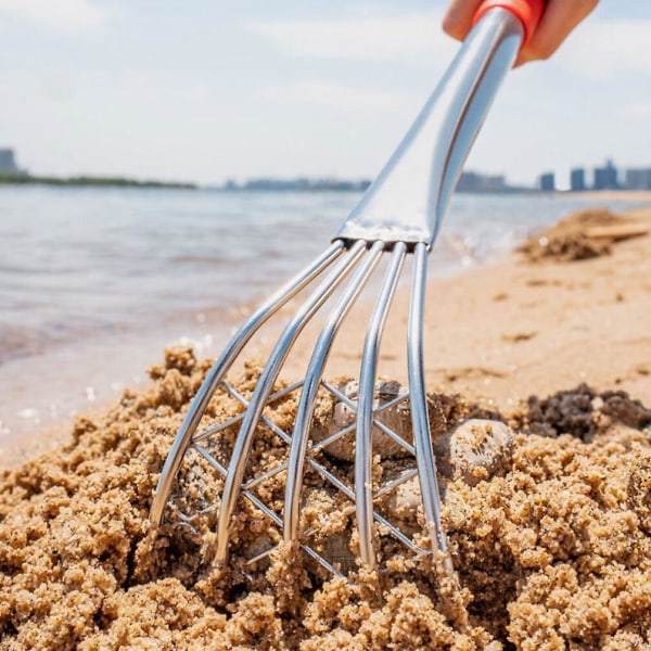 5 grener ninja stål håndrive med netting nett musling gaffel Ergonomisk kort håndtak Kultivator Beach Clam graveverktøy Rorkult