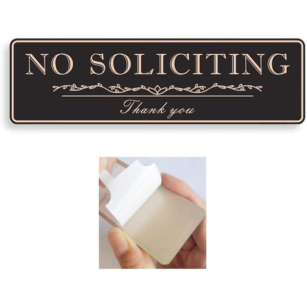 No Soliciting Sign For House (sort/guld) - 6,1" X 1,77" No Soliciting Sticker (6 Pack)