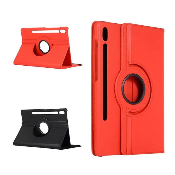 Beskyttelsesveske 360 ​​grader roterende sammenleggbart nettbrettdeksel i kunstskinn Sammenleggbart stativ Kompatibel Samsung Tab S7 Fe/s7 Lite T730/t735 12,4-tommers Red