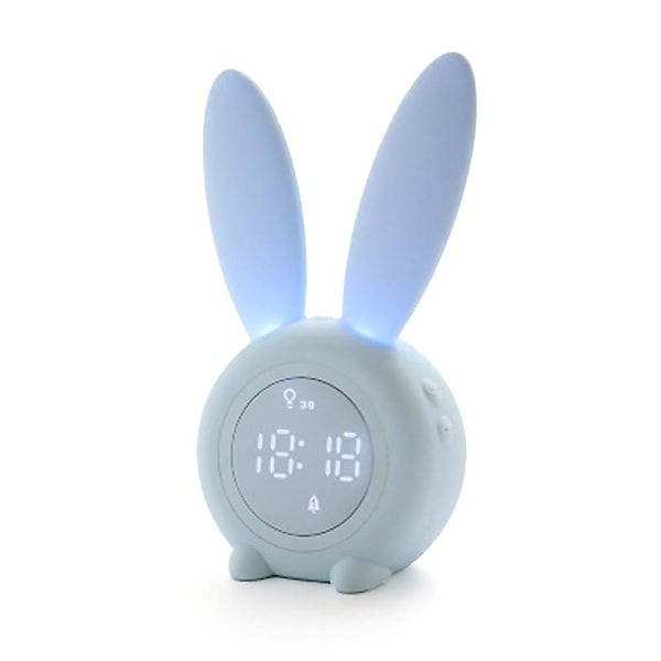 Børne Digitalt vækkeur Kanin Night Light Multifunktionelle ure (blå)