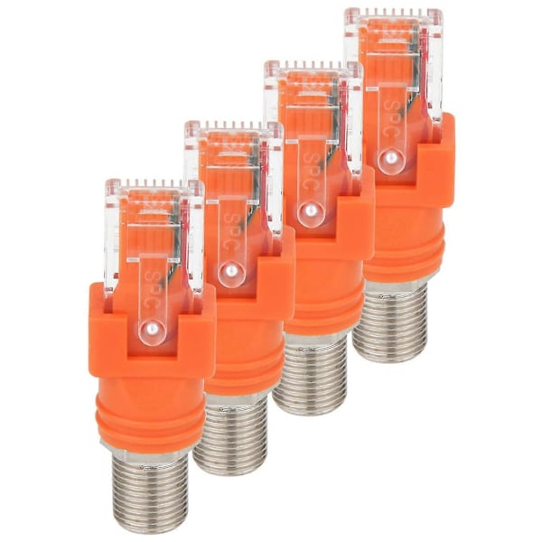 Koaxial till Ethernet-adapter, 4-pack RF F-hona till RJ45-hane Konverterare för testare {Db} Orange