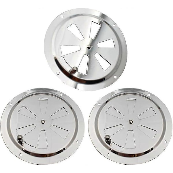 3 stk. Runde Ventilationsriste, Ventilationsroset af Rustfrit Stål [DB]