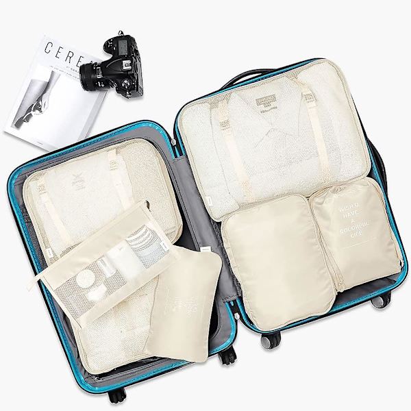 Packningskuber Resväska Packningsorganisatörer Set Med Toalettväska (7 st)