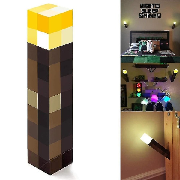 Minecraft Game Perifer byggkloss Fackla Nattljus USB Heminredning Lampa Present [DB]