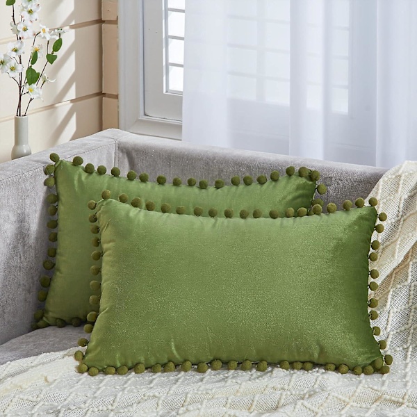 Tyynynpäällinen 30x50 Sisustus Olohuoneen Sohva Vihreä Joulu 2 Kpl Pehmeä Samettityynynsuoja Suurelle Koristeelliselle Neliömäiselle Sohvatyynynpäälliselle Vetoketjulla