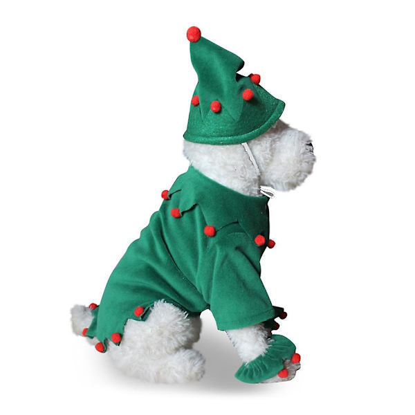 Hatt & Förvandlingsdräkt Jumpsuit Set För Hundar Halloweenfest Husdjur Hundtröja [DB] Christmas set S