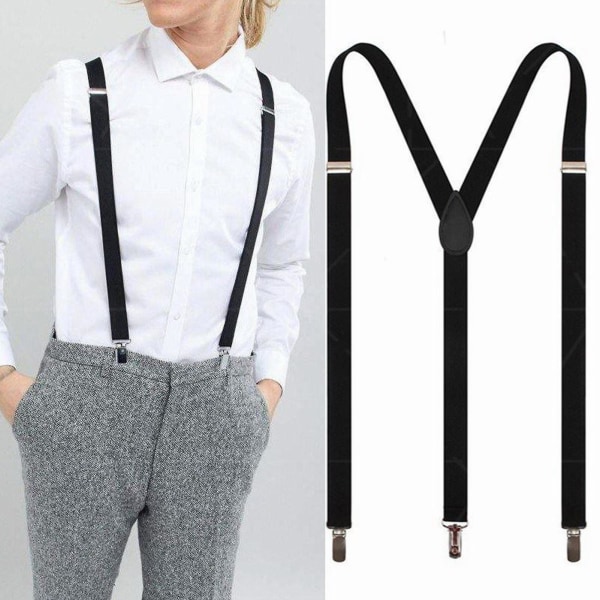 Herr Suspender Justerbar Robust Konstruktion Elastisk Fiber Anti-fade Unisex Solid Suspender För Bröllop Atrovirens