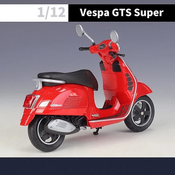Welly 1:12 Vespa Gts Super 2020 Gjutna fordon Samlarobjekt Hobby Motorcykelmodell Leksaker Db Red with box