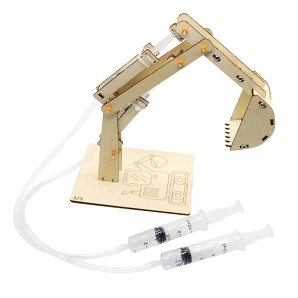 Hydraulisk grävmaskin Diy Student Science And Technology Trävetenskap och utbildningsleksaker Modell Scie