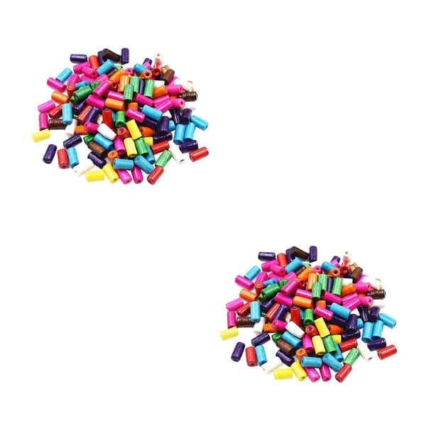DIY Färgade Träpärlor Cylindriska Pärlor för Pyssel 2-pack[DB]