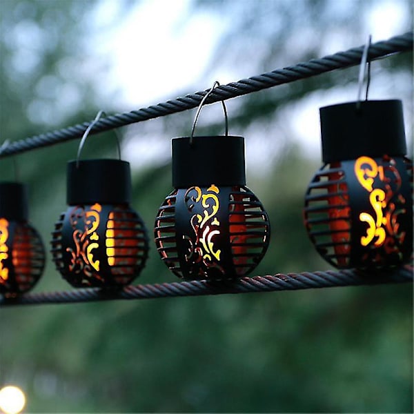 5 kpl LED-aurinkovaloja, ulkotiloihin vedenpitävä välkkyvä liekkiefekti pallo aurinkoriipuslyhty maisema sisustus puutarhaan  [dB}