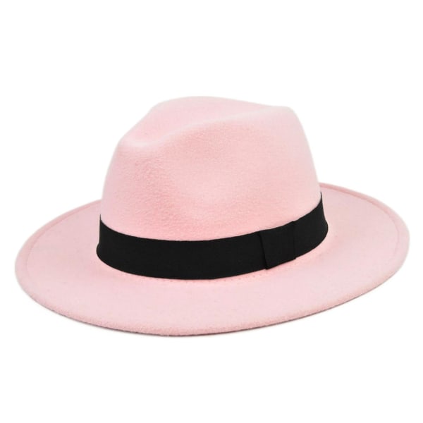 Retro Rancher Hat leveällä reunalla Vintage-tyyli miesten huopahattu lomavaruste Pink