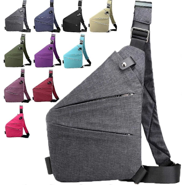 Stöldsäker Resväska för Kvinnor, Stöldsäker Väska, Stöldsäkra Crossbody-väskor för Kvinnor, Stöldskyddad Resväska [DB] Grey Right Shoulder
