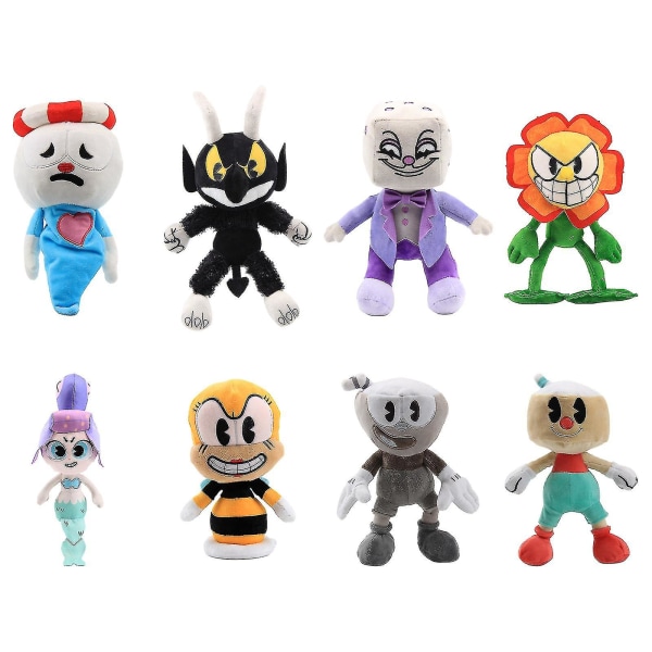 Plushdocka Barnleksak Cuphead Spel Cuphead & Mugman Mecup Och Brocup [DB] yellow
