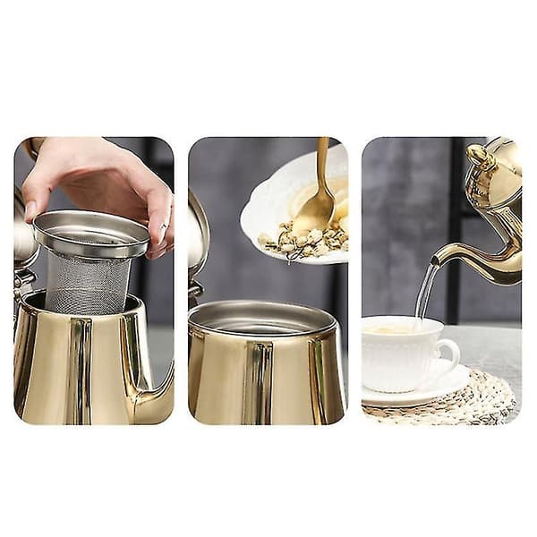 Rustfritt stål tekanne, 2l tekanne med avtagbar teinfuser  [dB}
