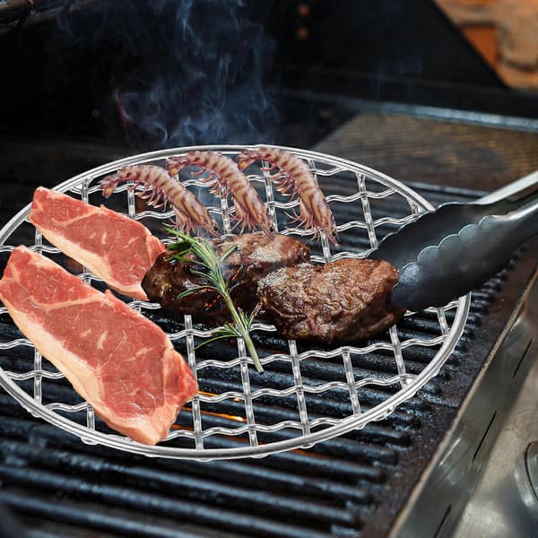 Sølv Rund Grillnet BBQ Nettråd til Grilning af Grøntsager