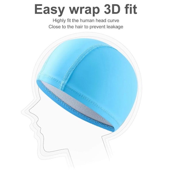 Kaesi Badmössa Anti-deformering Fint Utförande Konstläder Unisex Hög Elasticitet Badmössa för Dagligt [DB] Light Blue