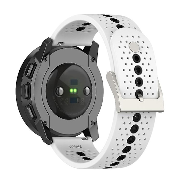 Til Suunto 9 Peak Universal Farverig Hul Silikon Urrem DB White Black
