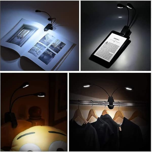 Node-lampe til nodestativ, 6 LED / 8 LED mini-lampe med dobbelt hoved, justerbart clip-on lys med USB-kabel til nodestativ