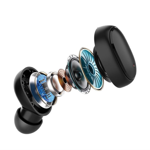 A6S TWS Bluetooth 5.1 trådlösa hörlurar stereo sport öronsnäcka mikrofon med smartphone laddare (svart)