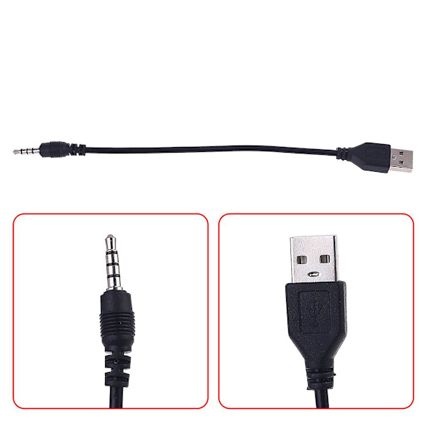 USB hann til 3,5 mm lydstereo hodetelefonkontaktpluggkabel for MP3 MP4 Svart {db}
