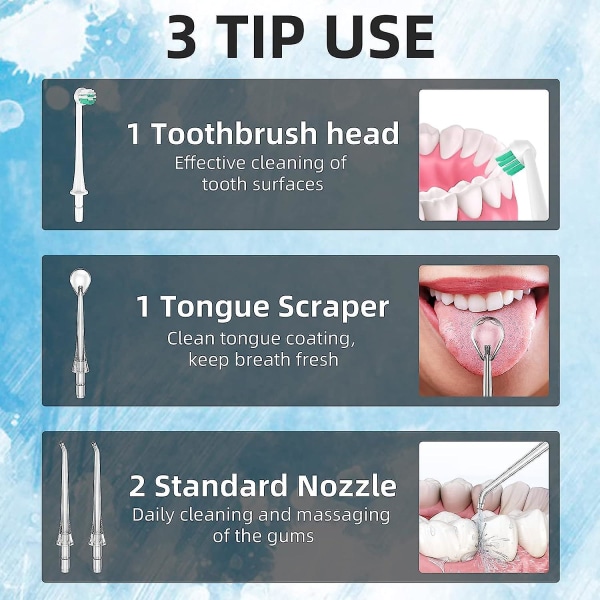 Vesilanka hampaidenpuhdistusaineeseen Ladattava suuhuuhtelulaite 4 moodia 310 ml Ipx7 Vedenpitävä Tehokas akkuvesihammaslääkäri kotimatkoille