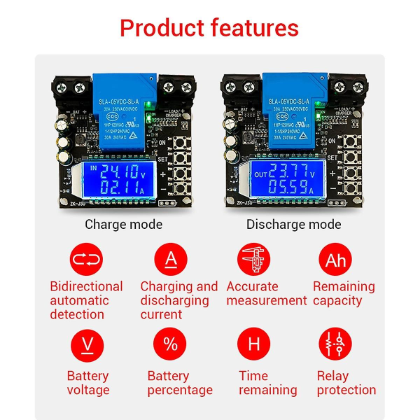 -j30 Coulomb Meter Display Batteritest Lithium Batteribeskyttelse Mod To-vejs Strøm 30