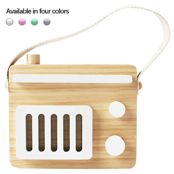 Baby Toy Trä Mini Radio Leksak Lärande Foto Rekvisita Rum Dekor För Pojkar Flickor Vit db white 17x14cm