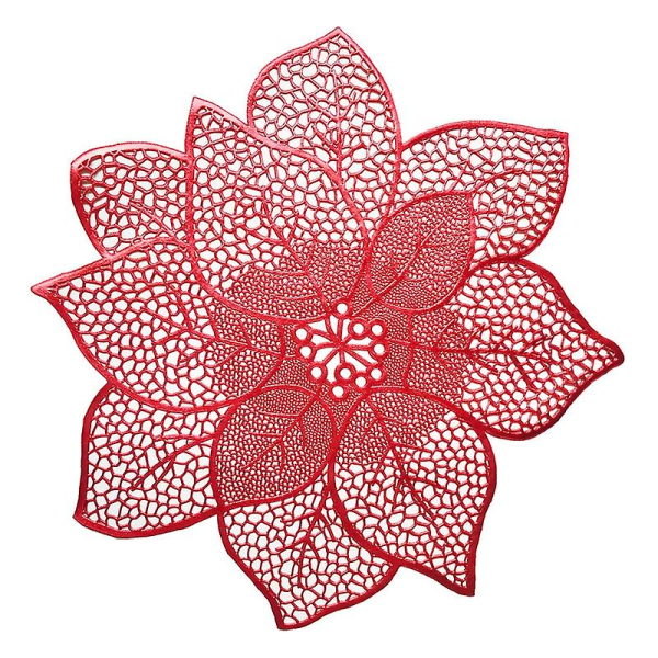 Hollow Flower Dekkematte Bordmatte Kopp Plate Pad Coaster Anti-skli Holiday Decor Jikaix Red