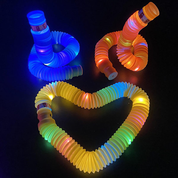2023 Ny, set med 6 Fidget Pop Tube Leksaker Vuxna Stretch Pipe Sensorisk Leksak Led Lyser Upp För Barn Db Purple 6pcs