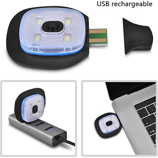 Pipo Hattu Valolla ja Punaisella Varoitusvalolla, USB-Latautuva LED-Valoinen Pipo, Kädet Vapaat Päälampun Hattu, 1kpl camouflage green