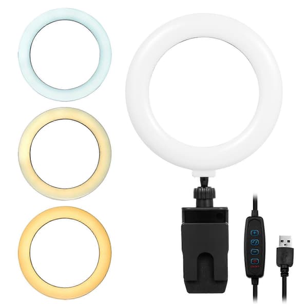 6' Ring Light til Laptop, Computer Clip Video Fill Light Konference Ring Beauty Live Light til Zoom Møder, Makeup, Selfie, Tiktok, (Dæmpbar [DB]