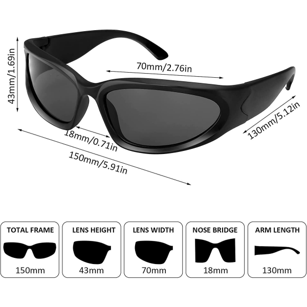 2 stk Wrap Around Solbriller, Stilfulde Polariserede Solbriller Uv400 Sports Futuristiske Ovale Briller Til Mænd Kvinder Fiskeri Golf Køre Solbriller