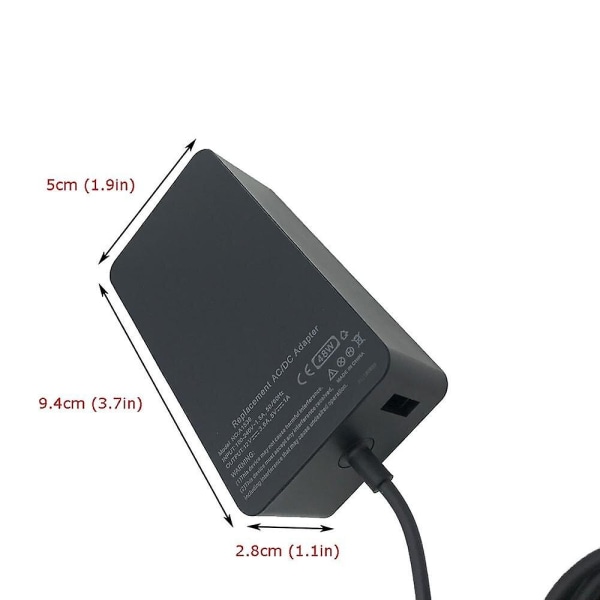 12v 3.6a 48w Lader for Microsoft Surface Pro 1 Pro 2 Rt Windows 8 Strømadapter 1601 1536 Lader Rask Lading Med 5v 1a(Kun Lader)