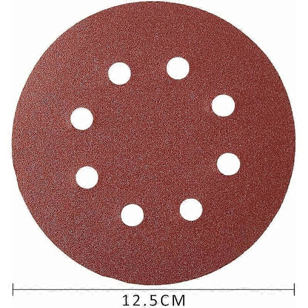 100 STK 125mm Slibeskive, Cirkulær Slibeskive, Slibepapir, Træslibepapir til 80/180/240/320/400/800/1000/1500/2000/3000 Korn (Sty [Db]