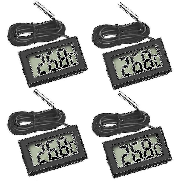 4x Digital LCD Termometer Temperaturmätare Med Extern Sond För Kyl Frys Kylskåp Akvarium QUS [DB]