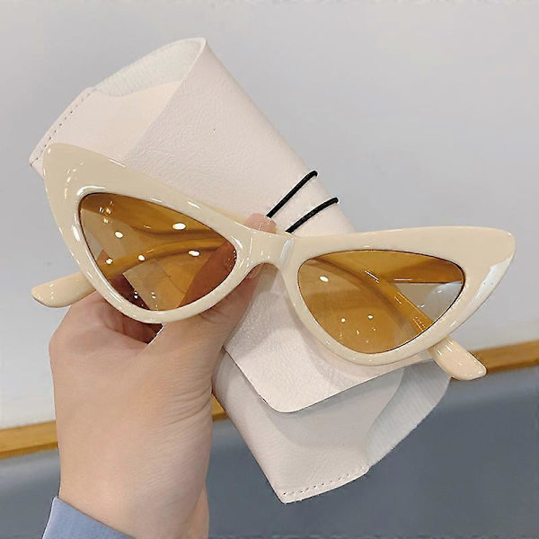 Fashionabla Cat Eye-solglasögon för kvinnor 2022 Nya trendiga Den senaste personligheten Ins Net Red-glasögon UV400 Utomhus Street Shop [DB] beige-light tea as picture