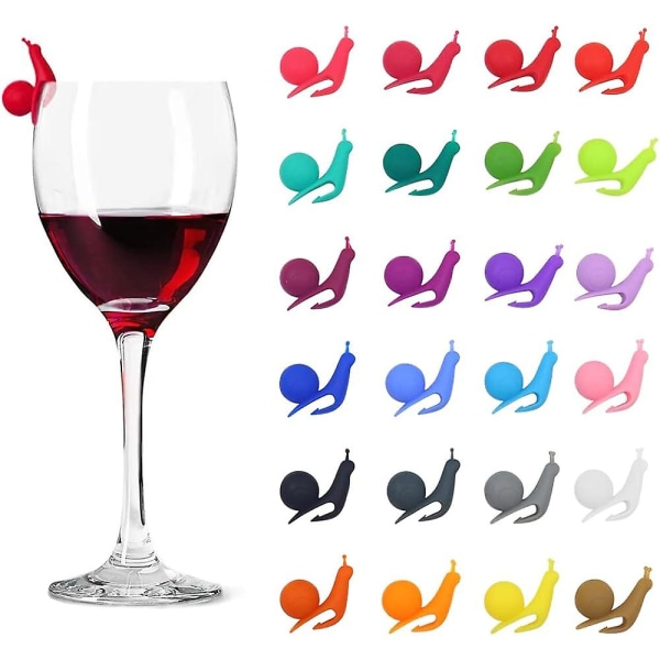 24 stykker silikon vinglass charms markører - fargerike drikke markører for champagne, cocktailer, Martini