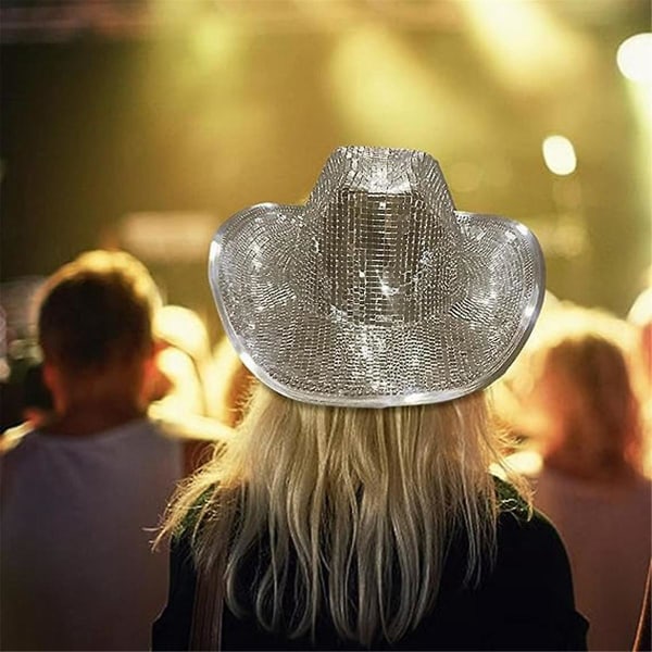 Disco Kuglehat, Sparkly Glitter Space Cowgirl Hat, Spejlkuglehat Til Kvinder Mænd Til Fest Accessor