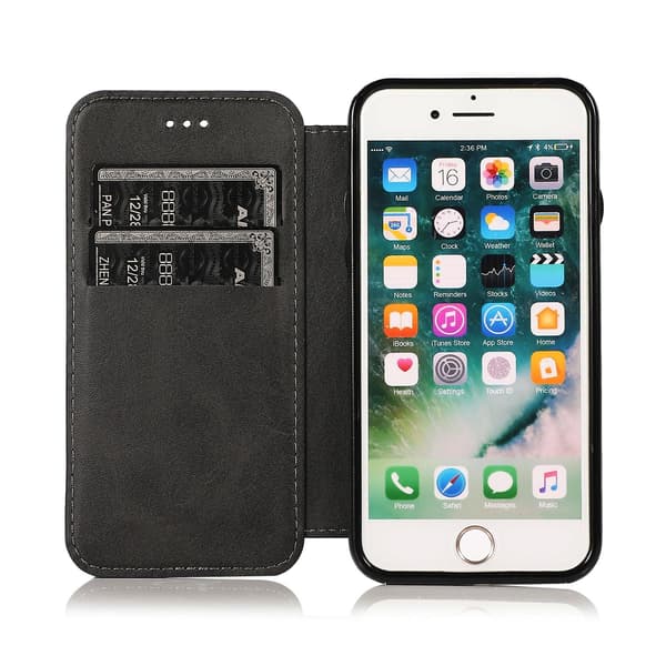 Knight Läderfodral för iPhone SE 2022 / SE 2020 / 7 / 8 [DB] Black