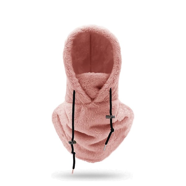 Sherpa Hood Ski Mask Winter Balaclava kiristysnyöri Tuulenpitävä Säädettävä Lämmin Hupun Cover Hattu Cap Huivi [DB] Pink