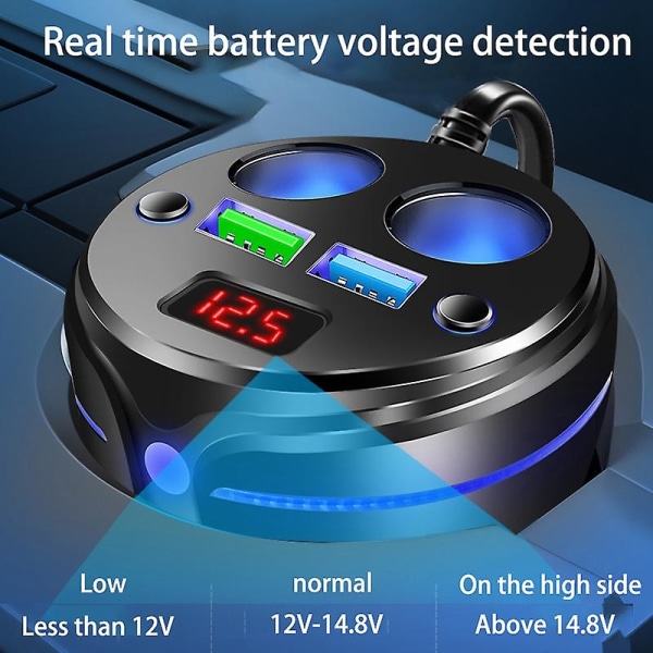 Dobbelt USB-kopholder til billader 12v 24v billader 3.1a 2-stik strømadapter splitter med LED D