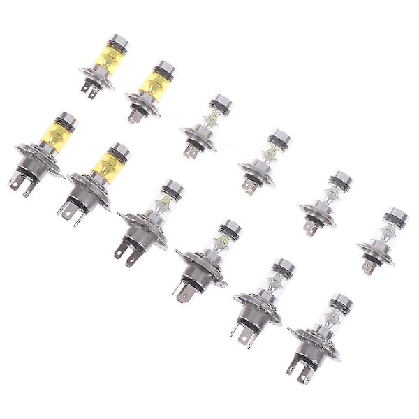 2x Bil H4/h7 9003 Hb2 8000k Hi/lo Stråle 20 Led Dima Lys Gul H4