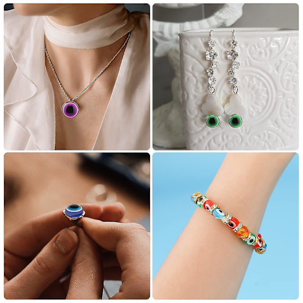 450 st Evil Eye-pärlor, Handgjorda Resin Pärlor, Charm för DIY Armband, Halsband, 15 Färger {Db} 10MM