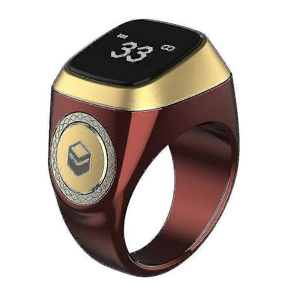 Smart Tasbih Tæller Ring Til Muslimer Zikr Digital Tasbeeh 5 Bedetider [DB] Coffee