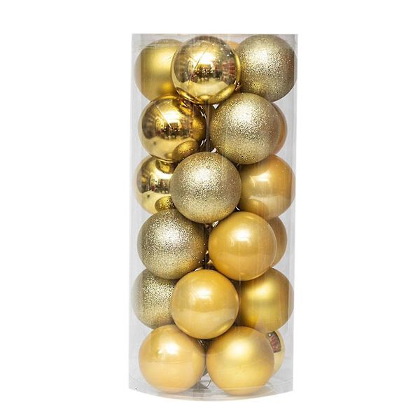 24 st julgranskulor Dekorativa Tjocka Okrossbara Festliga Rekvisita Galvaniserade Pärlemor Kulor Hängsmycken För Jul {db} Golden