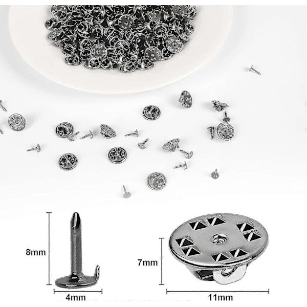 120 Par Butterfly Clutch Tie Tacks Nålbagside Kompatibel med 8 mm Lange Blanke Pins til Håndværk (sølv) db Black