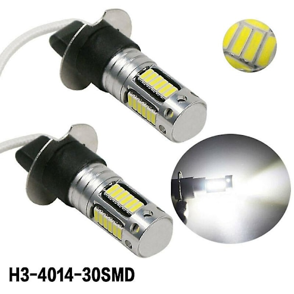 2 kpl H3 Led Auton Sumuvalot 6000k Valkoinen Valo Led Lamppu Sumuajovalot [DB]
