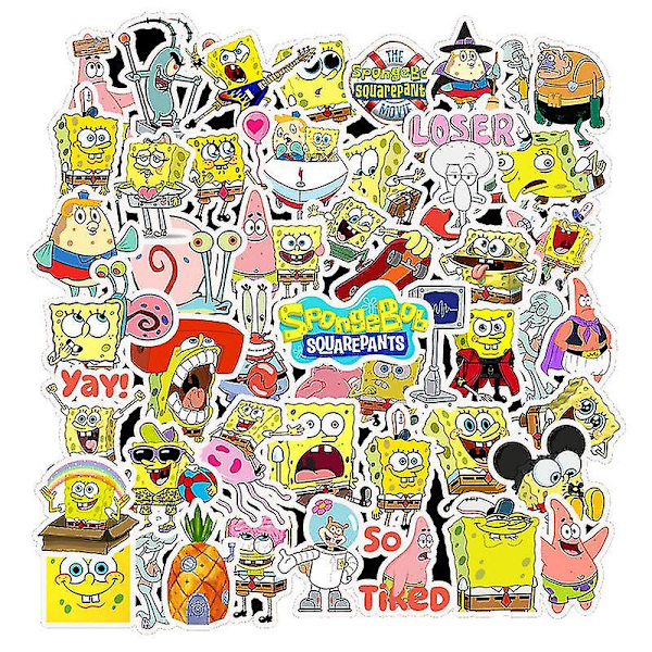 50 kpl Cartoon Animation Spongebob Tarroja Suitcase Notebook Vesi Kuppi Vedenpitävä Tarroja [DB]