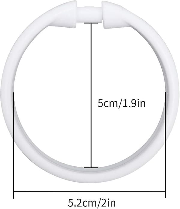 Duschdraperi-ringar - 12-pack - Plast Duschdraperi-krokar O-formade ringar Glider lätt på badrum Duschstång (vit)  [dB}